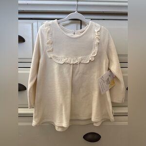 Burt’s Bees Cream Ruffle Yoke Long-Sleeve Dress NWT